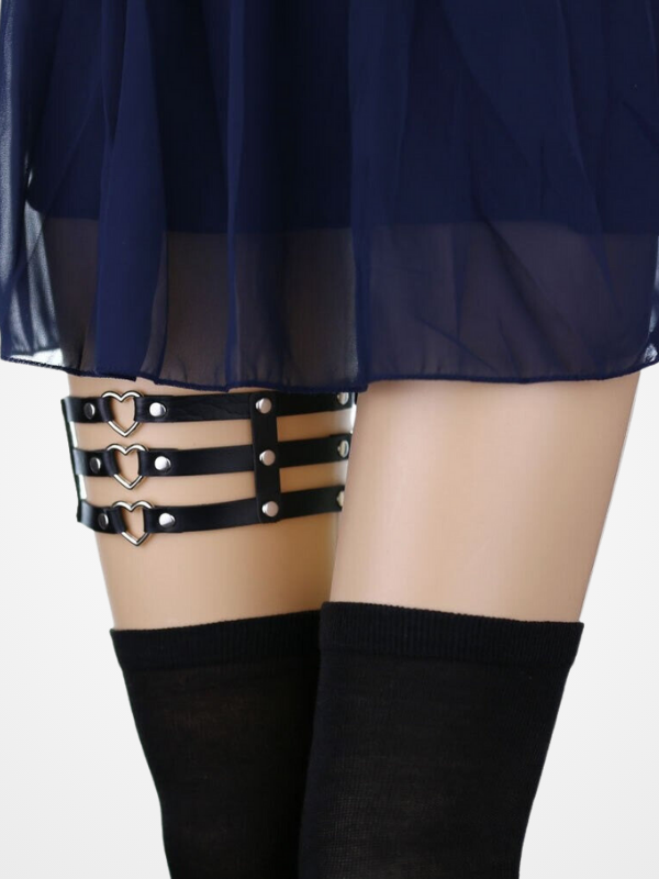 Women's Punk Heart Ring Leather Leg Garter_ovniki