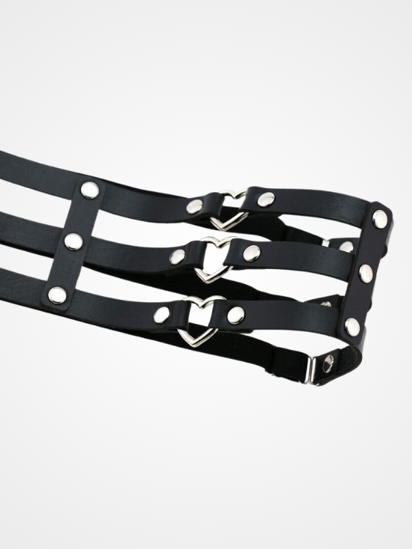 Women's Punk Heart Ring Leather Leg Garter_ovniki