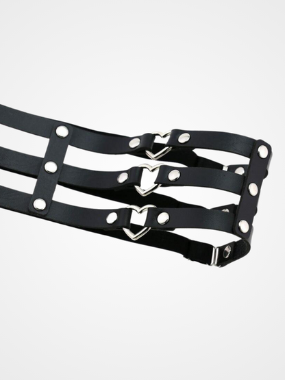 Women's Punk Heart Ring Leather Leg Garter_ovniki