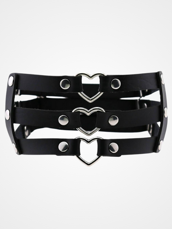 Women's Punk Heart Ring Leather Leg Garter_ovniki