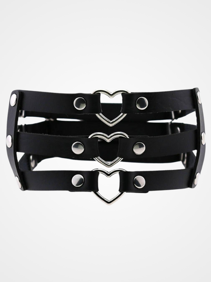 Women's Punk Heart Ring Leather Leg Garter_ovniki