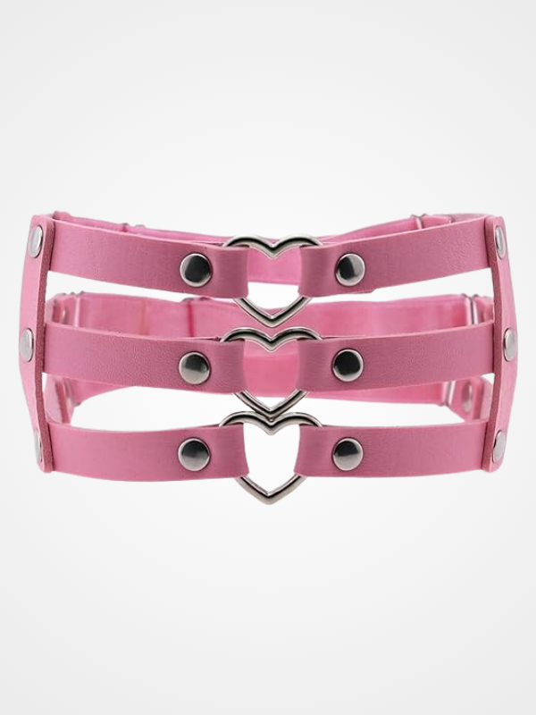 Women's Punk Heart Ring Leather Leg Garter_ovniki