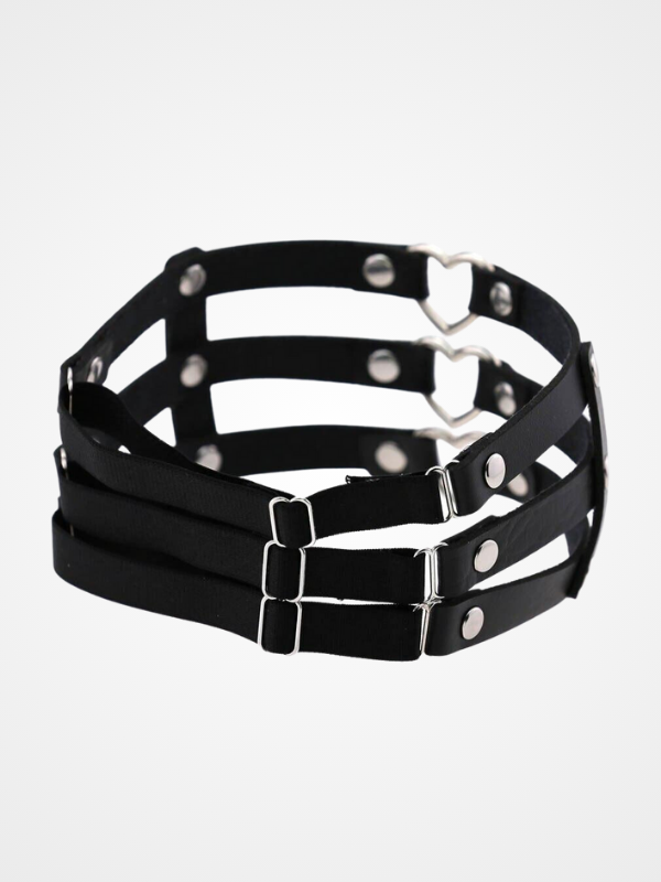 Women's Punk Heart Ring Leather Leg Garter_ovniki
