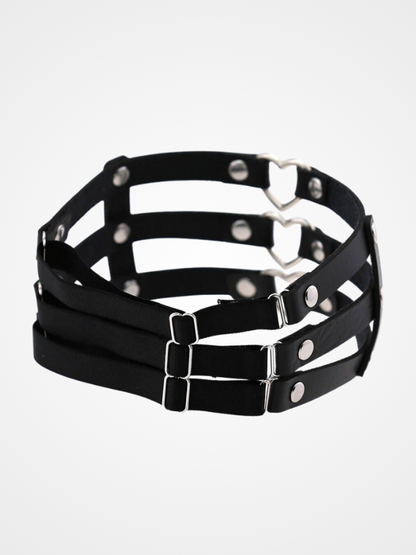 Women's Punk Heart Ring Leather Leg Garter_ovniki