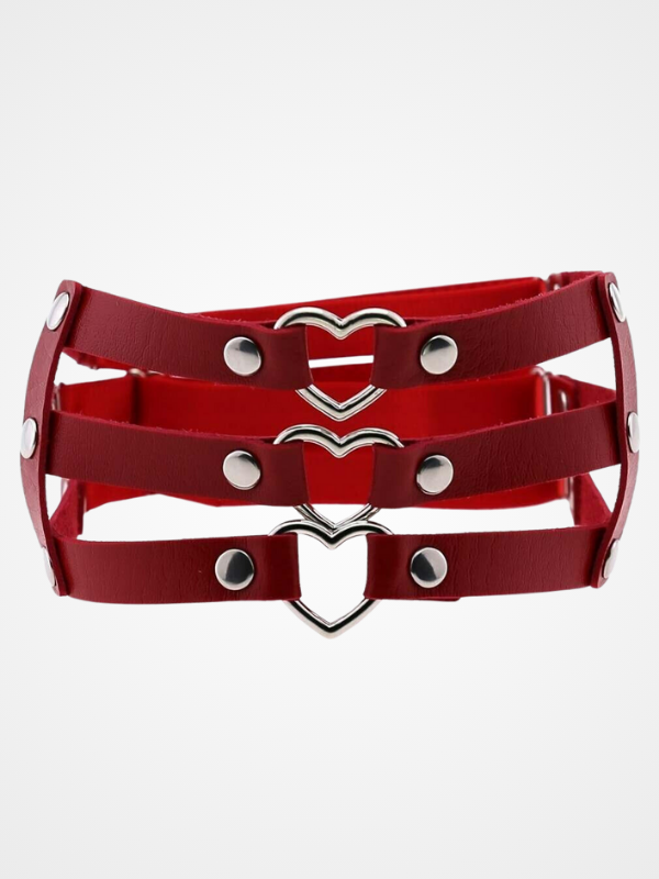 Women's Punk Heart Ring Leather Leg Garter_ovniki