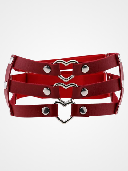 Women's Punk Heart Ring Leather Leg Garter_ovniki