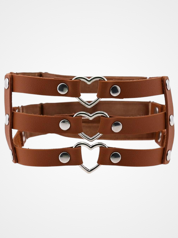 Women's Punk Heart Ring Leather Leg Garter_ovniki
