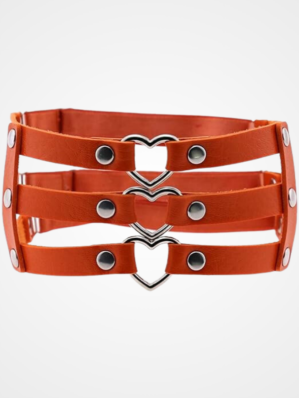 Women's Punk Heart Ring Leather Leg Garter_ovniki