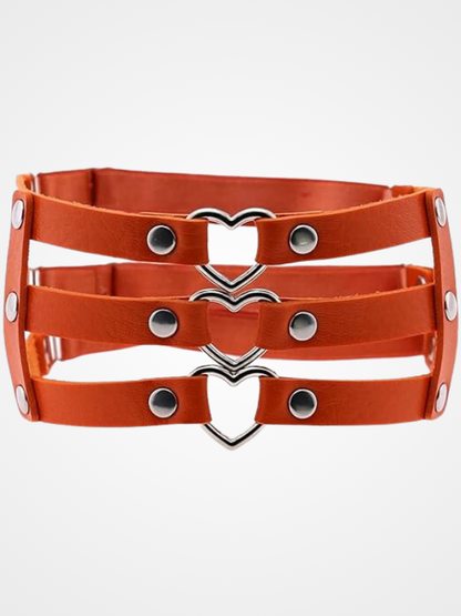 Women's Punk Heart Ring Leather Leg Garter_ovniki