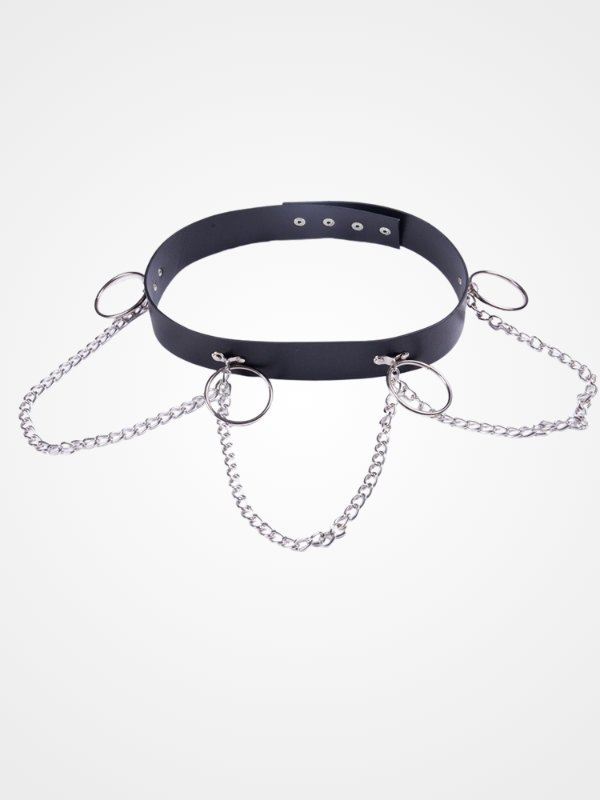 Women's Punk Leather Metal Chain Belt_ovniki
