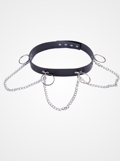 Women's Punk Leather Metal Chain Belt_ovniki