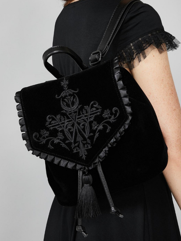 Women's Punk Velvet Embroidery Harajuku Handbag_ovniki