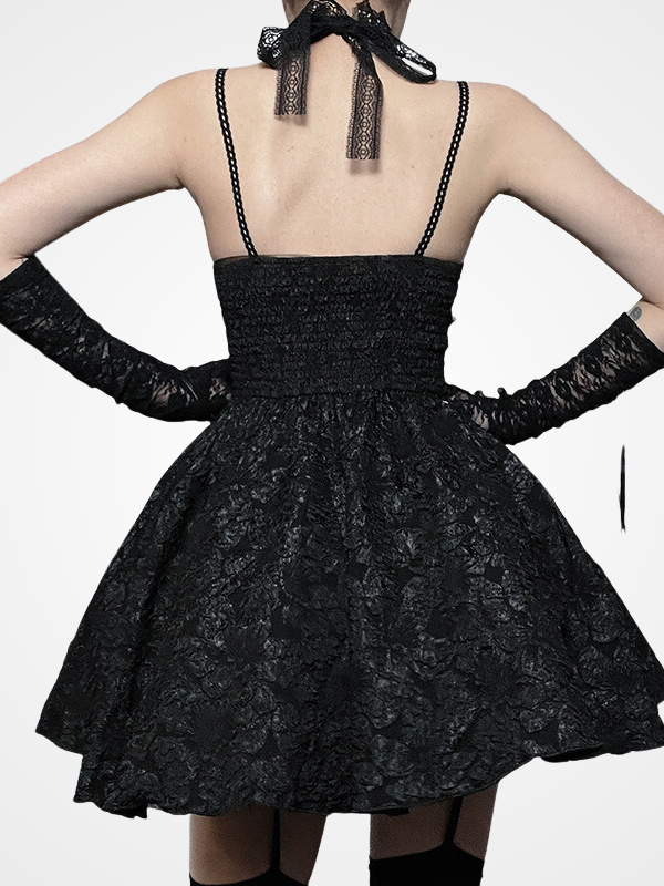 Women's Rose Lace Up Fairycore Mini Dress_ovniki