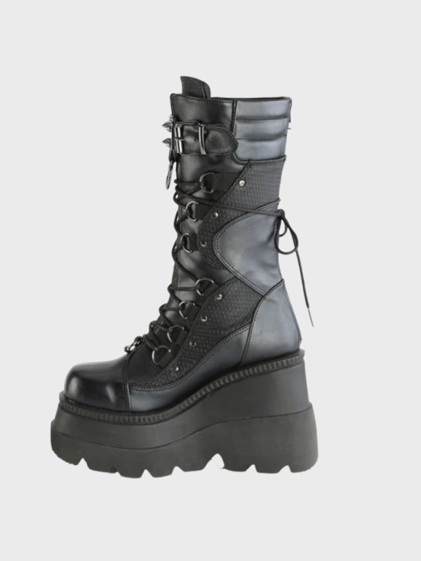 Women's Round Head Lace Up Knight Boots - ovniki