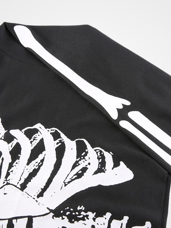 Women_s Short Skull Pattern Black Hoodie - Ovniki