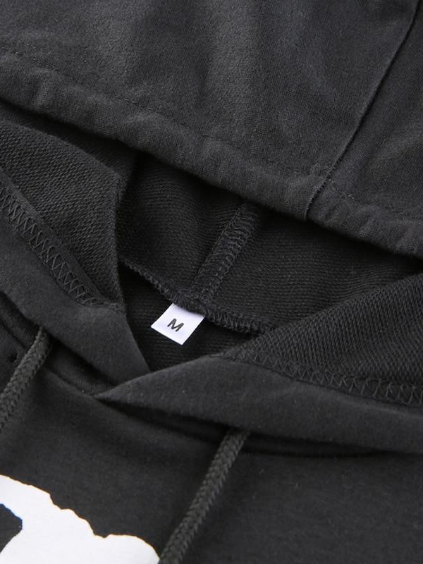 Women_s Short Skull Pattern Black Hoodie - Ovniki
