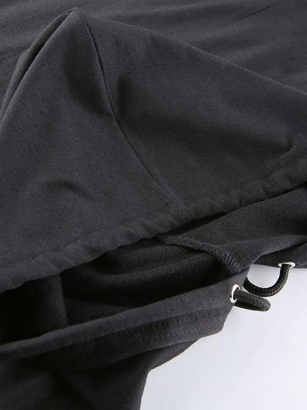 Women_s Short Skull Pattern Black Hoodie - Ovniki