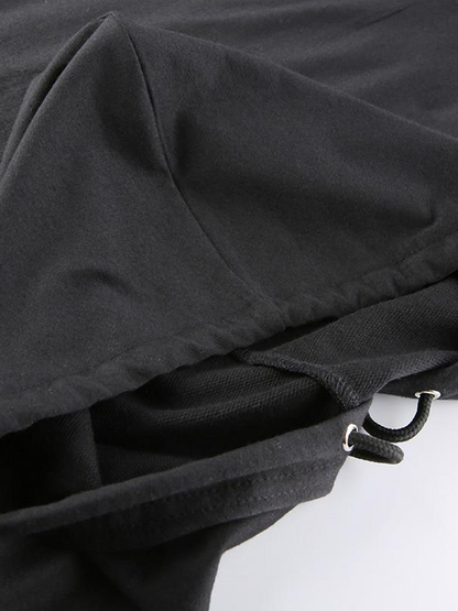 Women_s Short Skull Pattern Black Hoodie - Ovniki