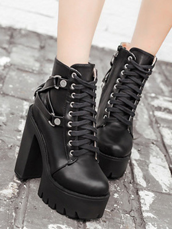 Women's Gothic Slope Heel High Heel Boots - ovniki