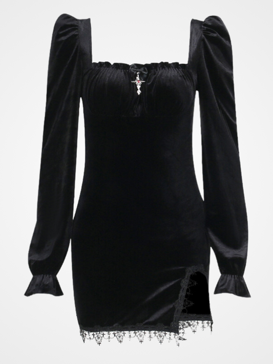 Women's Vintage Coquette Long Sleeve Mini Dress_ovniki