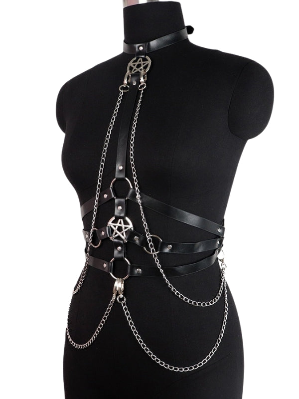 Chained Pentagram Harness Belt