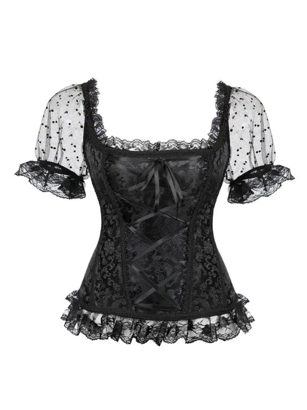 Morticia Short Sleeves Corset Top