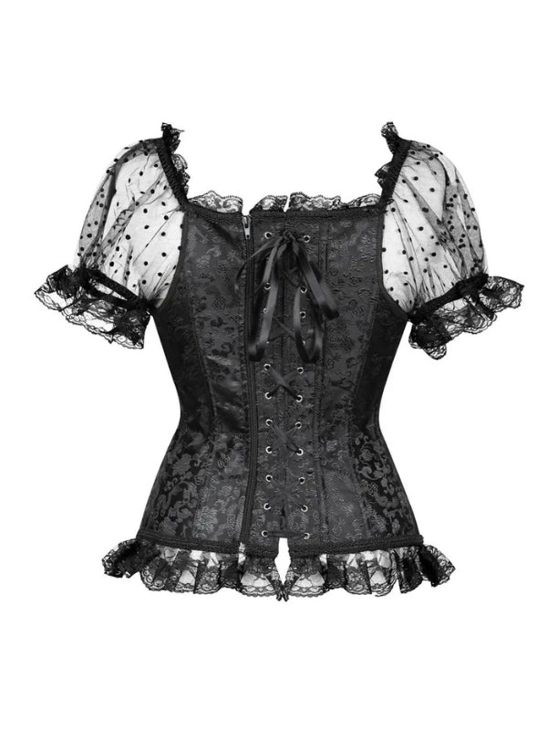 Morticia Short Sleeves Corset Top